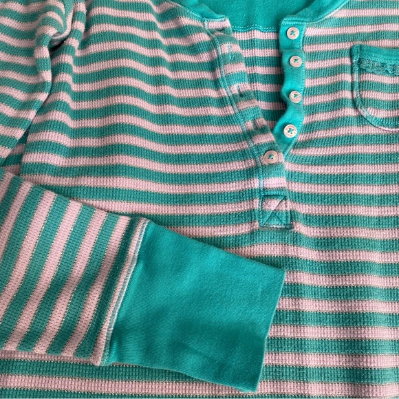 Victoria’s Secret Thermal Pajama Set Pants Henley Top Striped Metallic Small - Picture 4 of 15